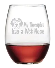 Susquehanna Glass Set of 4 Therapist Has a Wet Nose Stemless Wine Tumblers
