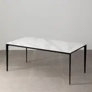 Minimalist Dining Table 1.4 m Premium Porcelain Calacatta Oro/ Black
