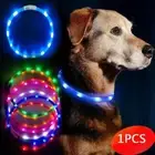 1X RECHARGEABLE LED Light-up Flash GLOW COLLAR DogPet Safety MICRO USB COLLAR AU