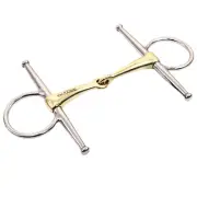 BE Bar H Equine Full Cheek Smooth Broken Snaffle Brass Mouth Bit Stainless Steel