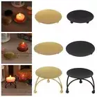 Ornament Wrought Iron Candle Holder Craft Candelabra Round Plate Candlestick