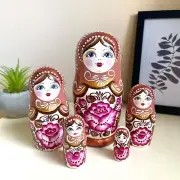 Ukrainian Handmade Folk Art Nesting doll 5pcs Personalized Floral Ornament Doll