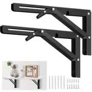 2 Pack 16 Inch Wall Mounted Folding Shelf Brackets Collapsible Shelf Support
