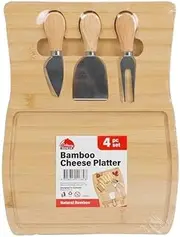 Bamboo Cheese Board Bamboo & Knife Set Cutting Serving Charcuterie Wedding Part