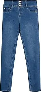 [DKNY] Girls' Jeans - 5 Pocket Button Fly Stretch Denim Jeans with Cuffs (Big Girl)