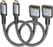 tunghey 2Pack Nylon Braided Micro Hdmi to Hdmi Extension Cable, tunghey 4K Micro HDMI to HDMI Adapter Male to Female Cable HDMI 2.0 4K@60Hz HDR 3D Dolby 18Gbps for Hero 7 6 Camera 0.3m