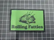 Rolling Fatties 2"x4" EDC patch hook backed. Queen of Hanks patch