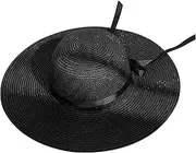 [AZIDWERYQ] Sun Hat for Women Papyrus Woven Dome Sun Hat with 4.3'' Wide Brim Breathable UV Protection Beach Hat with Ribbon Bow for Beach, Travel and Photography Sun Hat