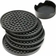 6 Pack Drink Coasters with Holder for Drinks, Non-stick to Cup With Ridged Silicon Base