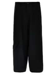 [Yohji Yamamoto] Yohji Yamamoto-Ta Tuxedo Cut-Out Detail Pantaloni Nero-Uomo 3