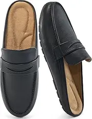 [Harence] Mules for Women Flats Shoes: Comfortable Dressy Round Toe Backless Mule Slides Casual Walking Slip On Work Loafers