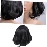 Baluue Natural Straight Synthetic Lace Front Wigs Flat Bangs Short Hair Replacement for Women Girls