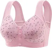 [BTDECLAR] Daisy Bra for Older Women Super Comfort Seamless Front Closure Bralette Soft Cup Wide Strap Wireless Everyday Bras