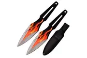 Perfect Point Orange Fire Flame Throwing Knives w/ Sheath 228mm (K-PP-108-2F)