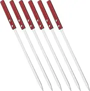 TOBBOMEY 6 Pcs Flat Metal Skewers for Grilling Stainless Steel Barbecue Sticks Long BBQ Skewers for Kebab Meat Vegetables Secure Cooking Design Versatile Use for Parties Picnics