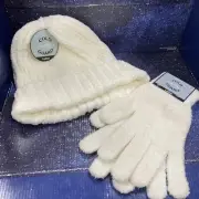 Set Of 2 Amity Cold Guard Texting Gloves + Hat Beanie Color White - One Size