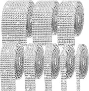 Crystal Rhinestone Ribbon - 8 Rolls 8 Yards Self-Adhesive Glitter Diamond Bling Strips Decoration Gem Sticker for DIY Home Party Wedding Arts Crafts (Silver)