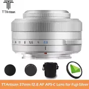 TTartisan AF 27mm F2.8 APS-C AF STM Lens For Fuji X Mount Camera - Silver