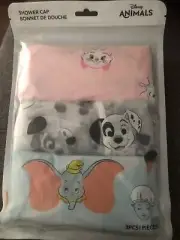 Miniso Disney shower cap 3 pack include 101 dalmation, dumbo, Marie aristocrats