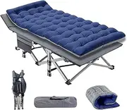 Camping Cot for Adults, Heavy-Duty Portable Cot Bed with Mattress, Foldable Padded Sleeping Cots for Camping Travel Tent Day Bed Outdoor & Home Guest, Max Load 226.8 KG