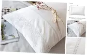 White Lace Pillowcases Standard Size Set of 2, 100% Cotton White Eyelet Pillow