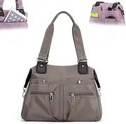 [Kldemgez] Langrents Nylon Waterproof Tote Bag, Langrents Nylon Waterproof Tote Bag, Large Capacity Waterproof Multi Pocket Shoulder Bag (Brown)