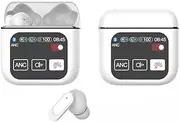 Acuvar Wireless Earbuds Bluetooth Headphones with LED Display, Stereo in Ear Noise Canceling Waterproof USB-C Headphones with Mic for iPhone Android iOS (White)