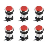 Game Round Push Buttons Red LED Light with Micro Switches 33mm/12V/6 Pcs