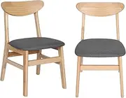 [Levede] Dining Chairs, Set of 2 Reading Seating, Soft Fabric Kitchen Chairs, Home Furniture for Dining Room, Living Room, Cafe, Courtyard (44cm Seat Height, Color Oak)