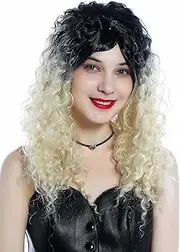 WIG ME UP - ZM-1018-613R27 Women's Wig Long Curly Curly Ombre Black Platinum Blonde