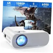 Projector, Native 1080P 4K Supported Bluetooth Projector, Mini Portable
