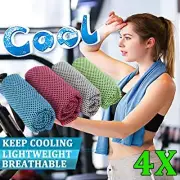 4pcs Ice Cooling Towel (35"x12") For Workout Sports Running Jogging Gym Chilly