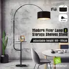 Modern Black LED Floor Lamp Arc Standing Corner Reading Light Adjustable Storage