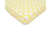 TL Care Golden Yellow Geometric Print Fitted Baby Crib Sheet 100% Cotton Percale