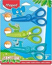 Maped KidiCut Spring-Assisted & Craft Plastic Safety Scissors, Kids, 4.75 Inch, Set of 3 (981727)