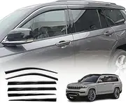 OAD4X4 Weathershields Compatible with Jeep Grand Cherokee L WL Series 7 Seater 2021-Onwards, Stainless Edge Weather Shields Window Visors Wind Deflectors Sun Rain Guard 6PCS Set