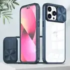 Lens Slide Shockproof Clear Case For iPhone 14 Pro Max 13 12 11 Slim Phone Cover