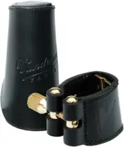 Leather Ligature and Cap for Baritone Saxophone, Black
