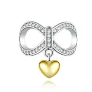 Infinity Love with Heart Charm for Women Jewelry Fit Bracelet Silver plating
