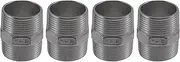 X AUTOHAUX 304 Stainless Steel Pipe Fittings 1.2" BSPT Male Hex Nipple Connector 4 Pcs