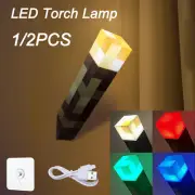 Minecraft Light-up Wall Torch Lamp USB Rechargeable LED Night Light Room Decor