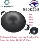 Professional Double Hand cast Iron Pan Wok Frying Pan Skillet 38/40/42/44cm