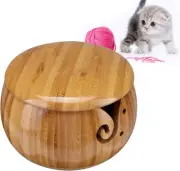 5.1 Wooden Yarn Bowl - Handmade Yarn Holder Wool Storage Bowl Organizer with Car