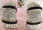 Half Hoop Pave Crystal with Black Enamel Clip Earring