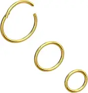 [NORO OLO] 3PCS-20G/18G/16G Titanium Nose Ring Hoops,Hinged Clicker Segment Nose Seamless Sleeper Piercing