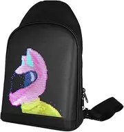 [Generic] LED Crossbody Bag, Programmable LED Shoulder Bag Customizable Motorcycle LED Bag with Programmable Screen, Outdoor Advertising Travel Sling Backpack for Daily Use Travel