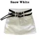 Snow White白色雙腰帶牛仔短裙2023夏季新款性感顯腿長a字包臀裙