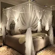 Joyreap Mosquito Bed Canopy Net - Luxury Canopy netting - 4 Corners Post Bed Canopies - Princess Style Bedroom Decoration for Adults &Girls - Twin/Full/Queen/King Size Beds suited (White, 86"W x 78"L)