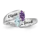 Sterling Silver Couples Ring Marquise Birthstones, Promise ring collection.