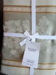 Williams Sonoma Foliage Jacquard Fall Thanksgiving flax tablecloth 70 126 New